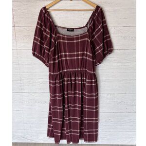 Lane Bryant Dress Womens Size 22/24 Plaid Square Neck Fit & Flare Hacci Knit